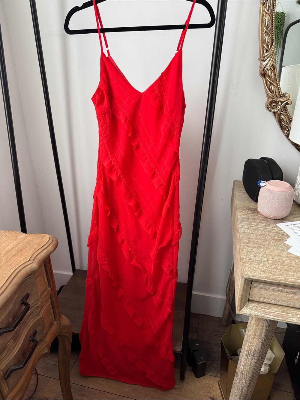 Princess Polly Red Ruffle Slip Maxi Dress - Picture 4 of 4